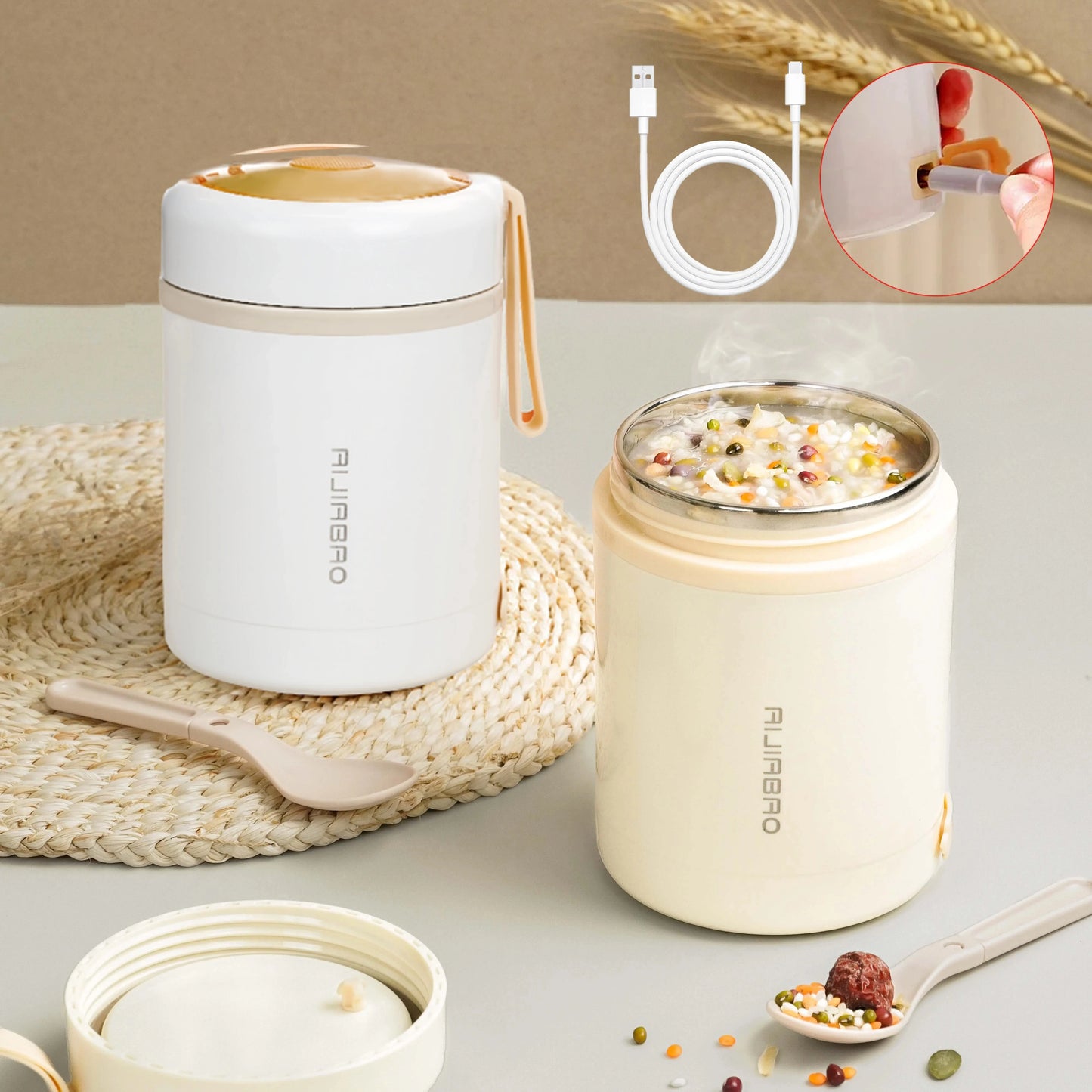 USB電気加熱式ポータブルランチボックス 600ml